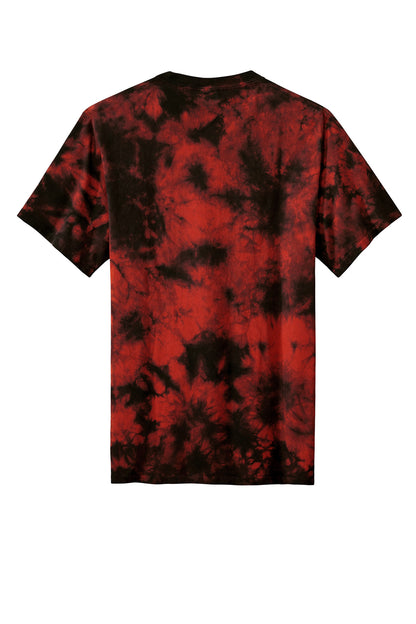 Rear View of Black/Red Port & Co Crystal Tie-Dye Tee PC145 plain