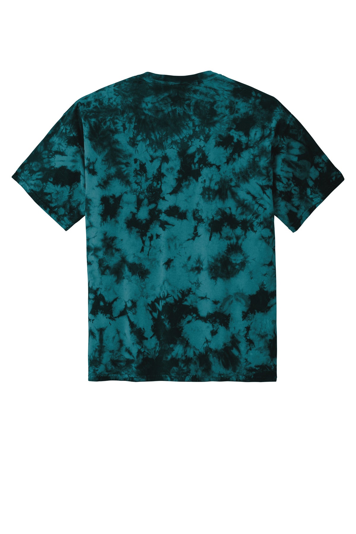 Rear View of Black/Teal Port & Co Crystal Tie-Dye Tee PC145 plain