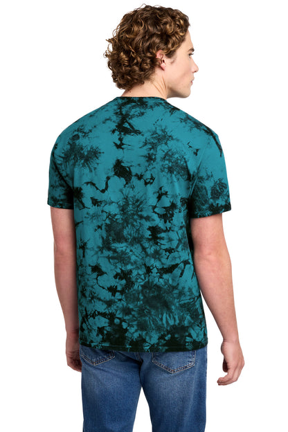 Rear View of Black/Teal Port & Co Crystal Tie-Dye Tee PC145 plain