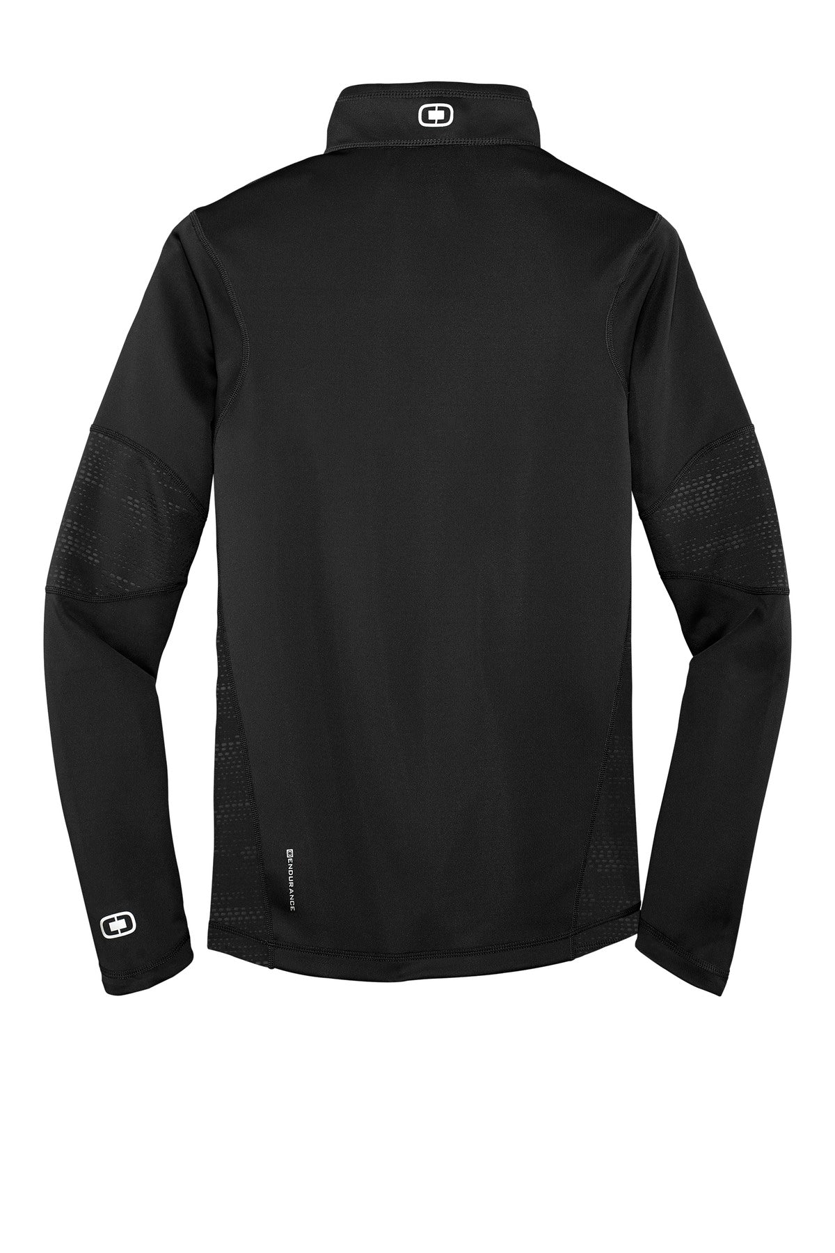 Rear View of Blacktop OGIO Fulcrum 1/4-Zip. OE701 plain