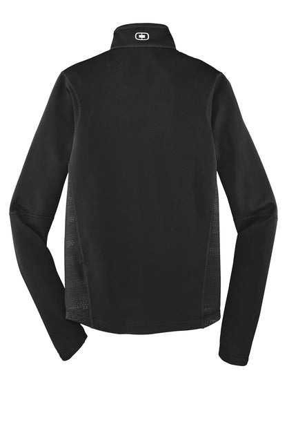 Rear View of Blacktop OGIO Fulcrum Full-Zip. OE700 plain