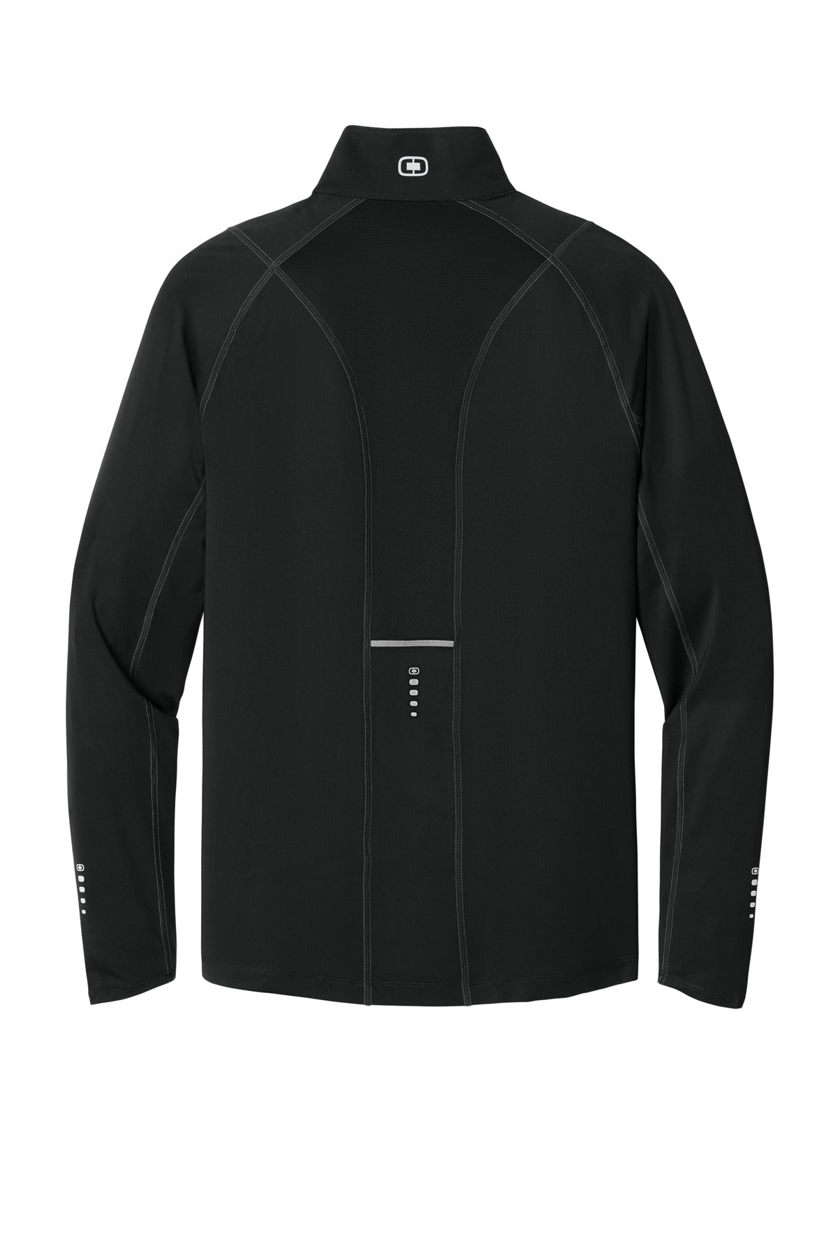 Rear View of Blacktop OGIO Nexus 1/4-Zip Pullover. OE335 plain
