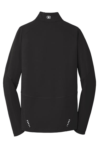 Rear View of Blacktop OGIO Radius 1/4-Zip. OE550 plain