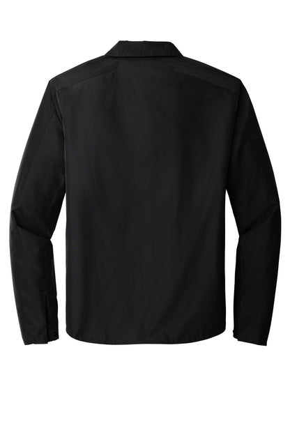 Rear View of Blacktop OGIO Reverse Shirt Jacket. OG754 plain