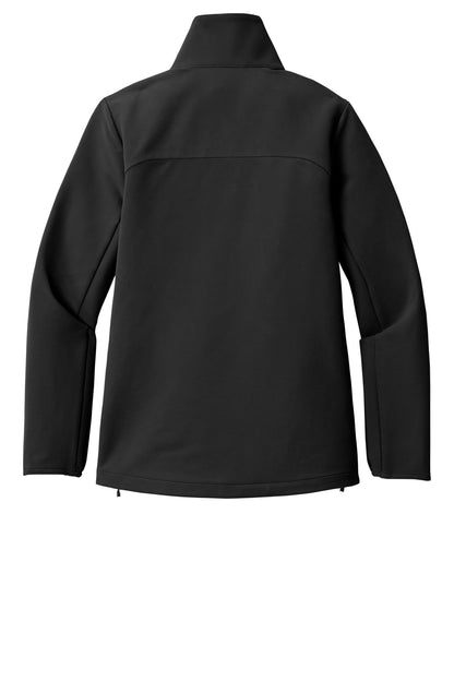 Rear View of Blacktop OGIO Women's Kinetic Soft Shell LOG740 plain