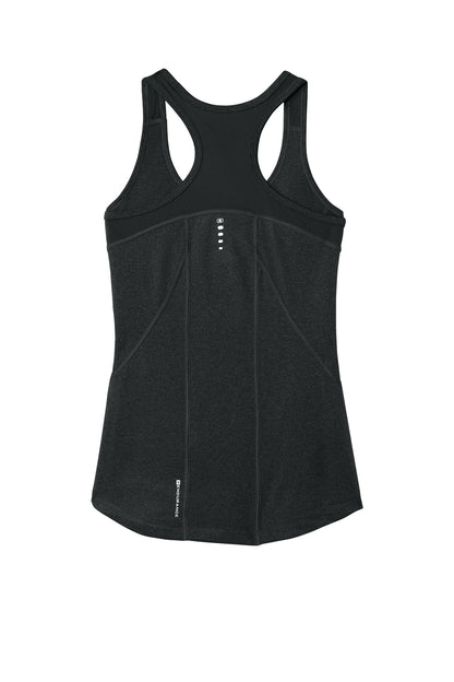 Rear View of Blacktop OGIO Women's Racerback Pulse Tank. LOE322 plain