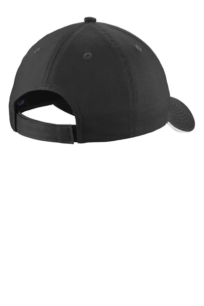Rear View of Black/White Port Authority Unstructured Sandwich Bill Cap. C919 plain