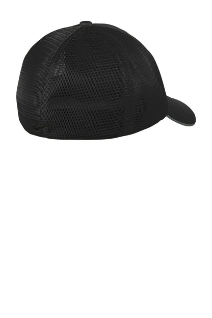 Rear View of Blk/Blk Nike Stretch-to-Fit Mesh Back Cap NKFB6448 plain