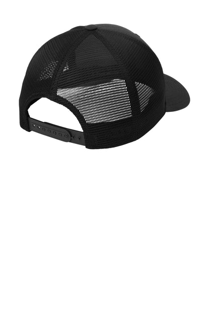 Rear View of Blk/Blk Port Authority Flexfit 110 Mesh Cap C110 plain