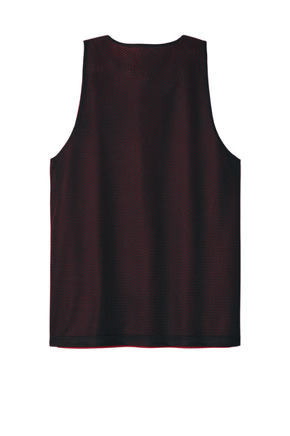 Rear View of Blk/DpRed Sport-Tek PosiCharge Reversible Mesh Tank ST5000 plain