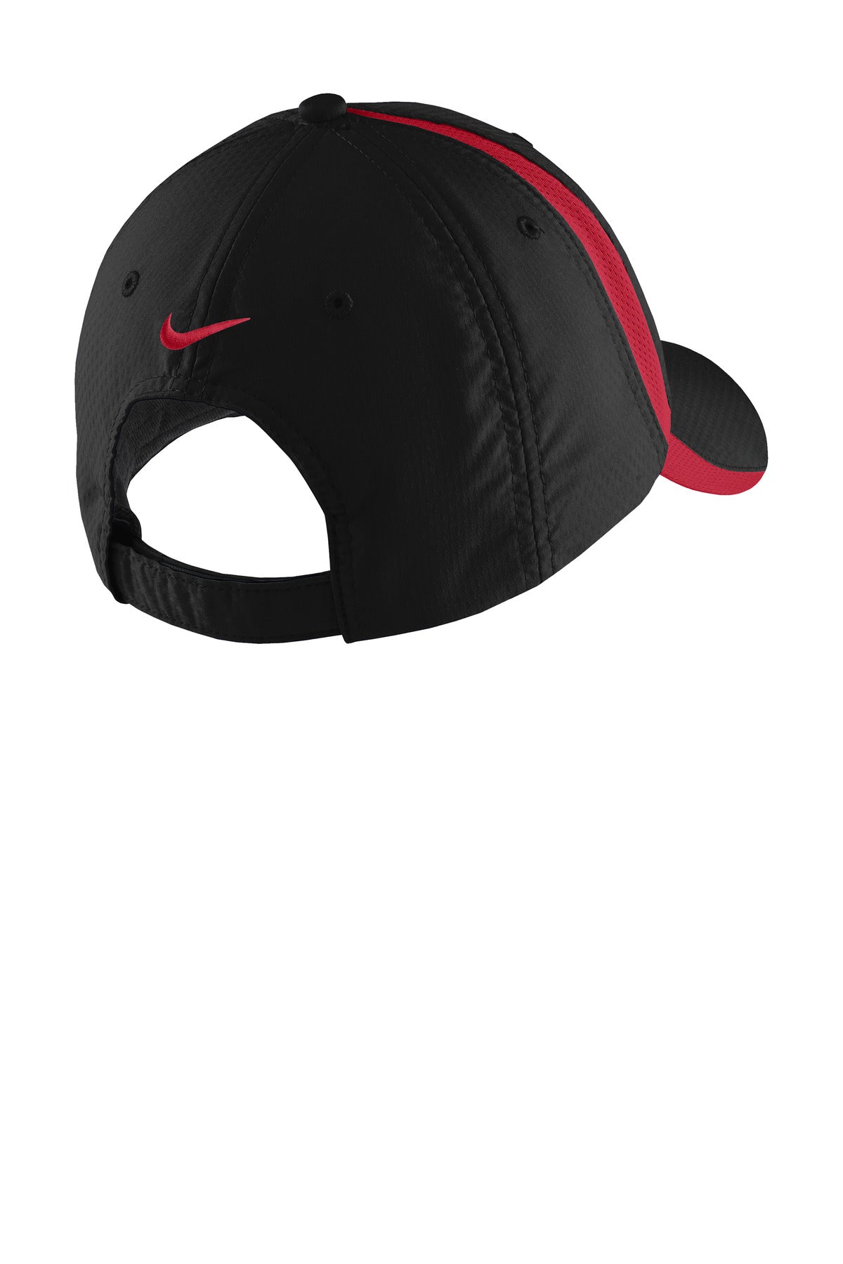 Rear View of Blk/GymRed Nike Sphere Performance Cap NKFD9709 plain