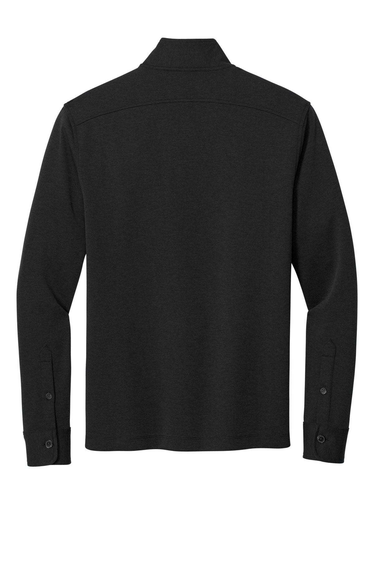 Rear View of BlkHthr Brooks Brothers Mid-Layer Stretch 1/2-Button BB18202 plain