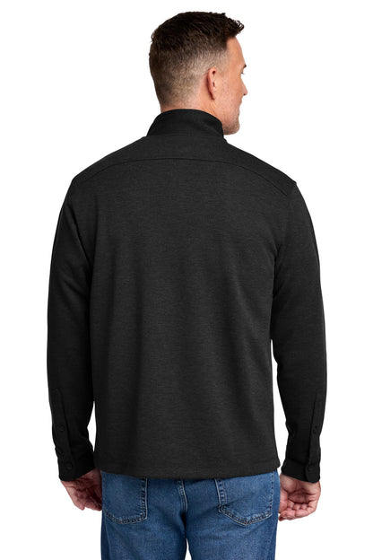 Rear View of BlkHthr Brooks Brothers Mid-Layer Stretch 1/2-Button BB18202 plain