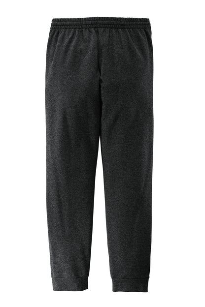 Rear View of BlkHthr Jerzees NuBlend Fleece Jogger 975MP plain