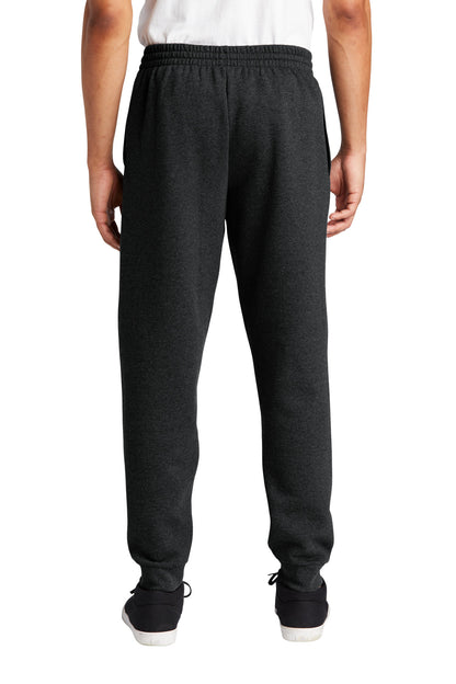 Rear View of BlkHthr Jerzees NuBlend Fleece Jogger 975MP plain