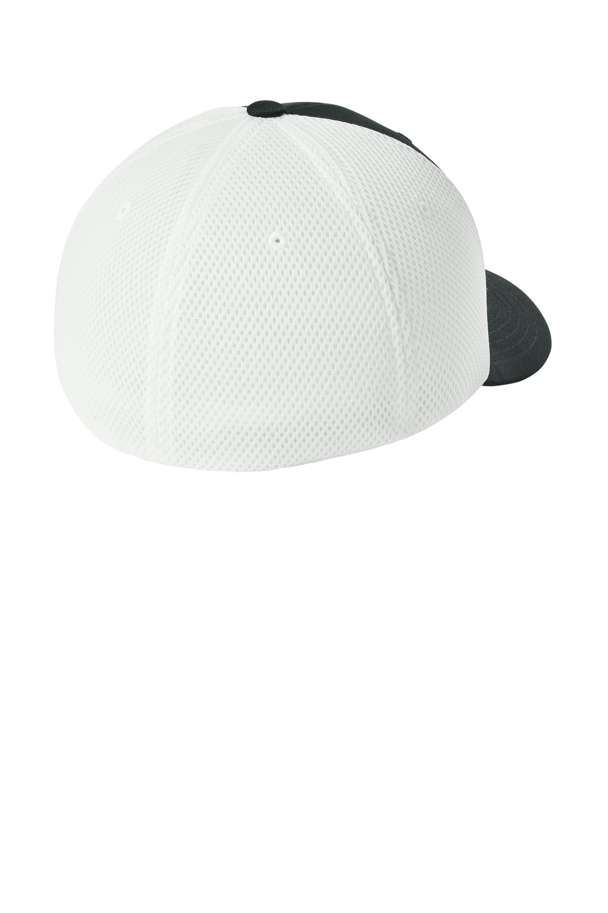Rear View of Blk/White Flexfit Ultrafiber Airmesh Cap FF6533 plain