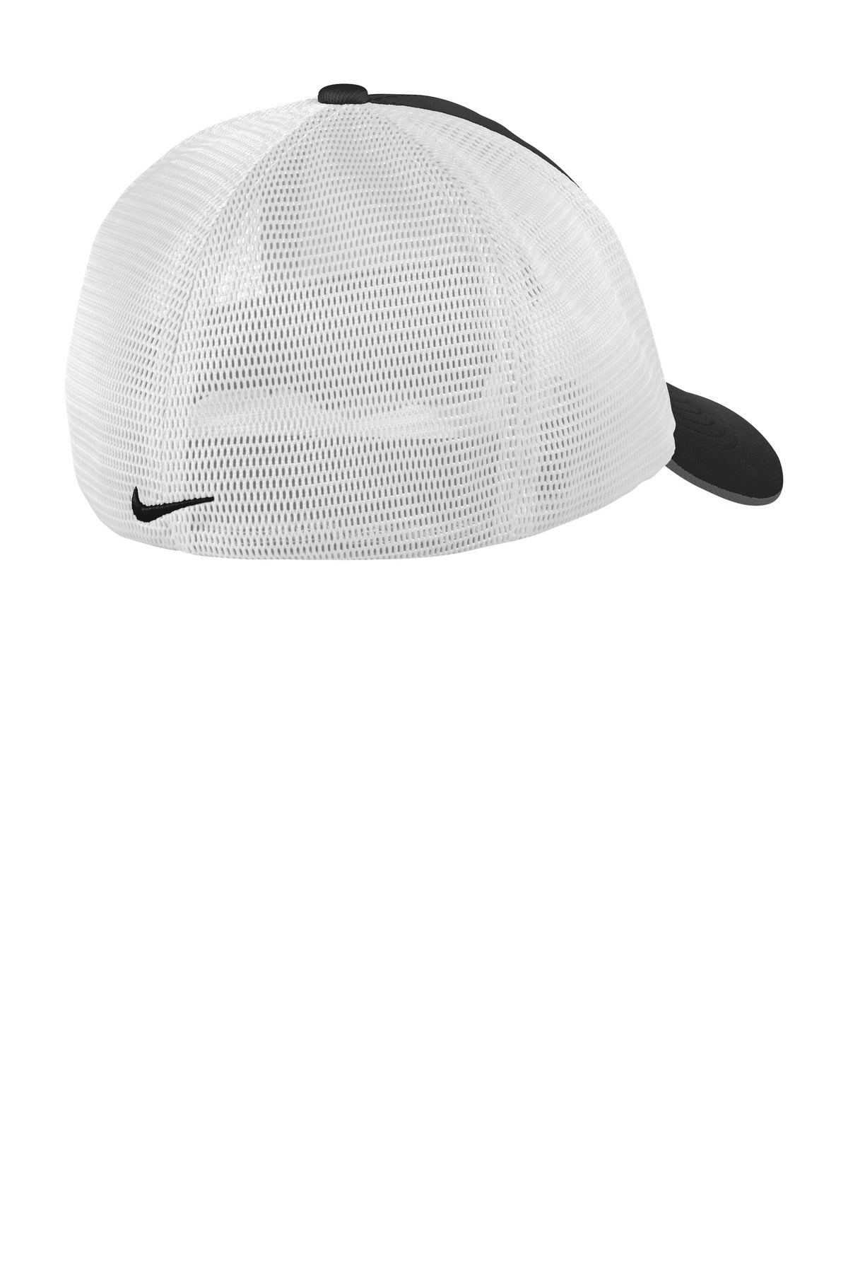 Rear View of Blk/White Nike Stretch-to-Fit Mesh Back Cap NKFB6448 plain