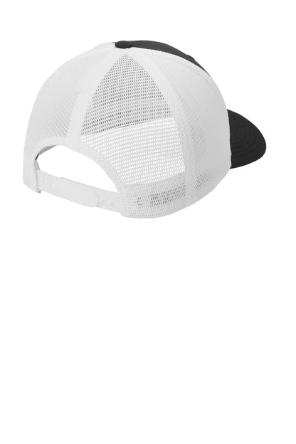 Rear View of Blk/White Port Authority Flexfit 110 Mesh Cap C110 plain