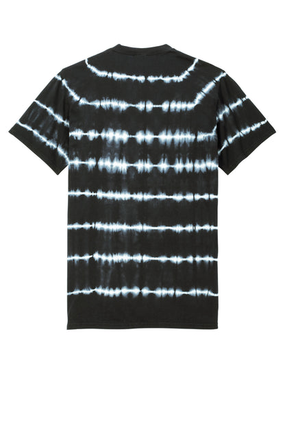 Rear View of Blk/White Port & Co Allover Stripe Tie-Dye Tee PC142 plain