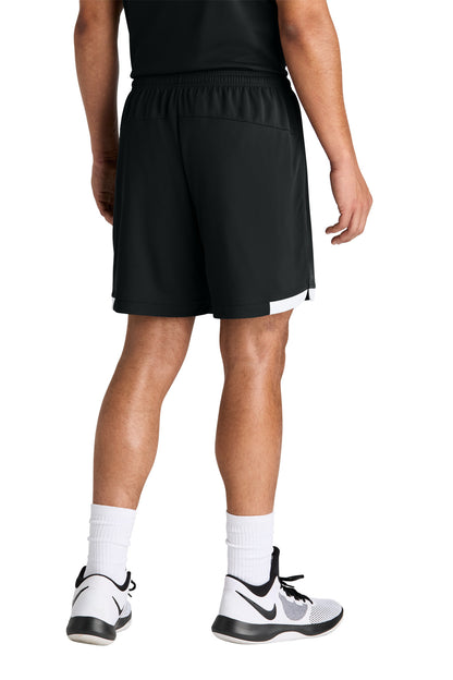 Rear View of Blk/White Sport-Tek Club 7" Short ST442 plain