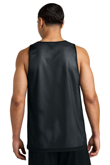 Rear View of Blk/White Sport-Tek PosiCharge Reversible Mesh Tank ST5000 plain