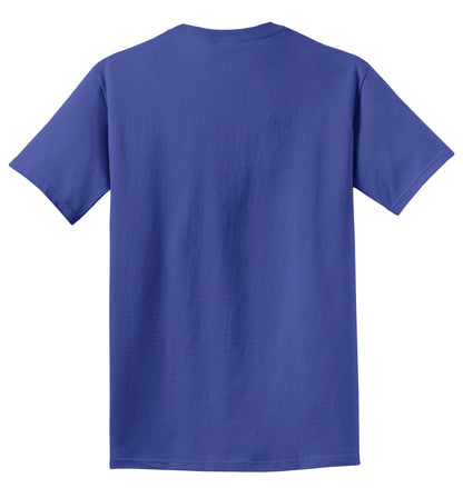 Rear View of Blue Iris Port & Co Beach Wash Garment-Dyed Tee. PC099 plain