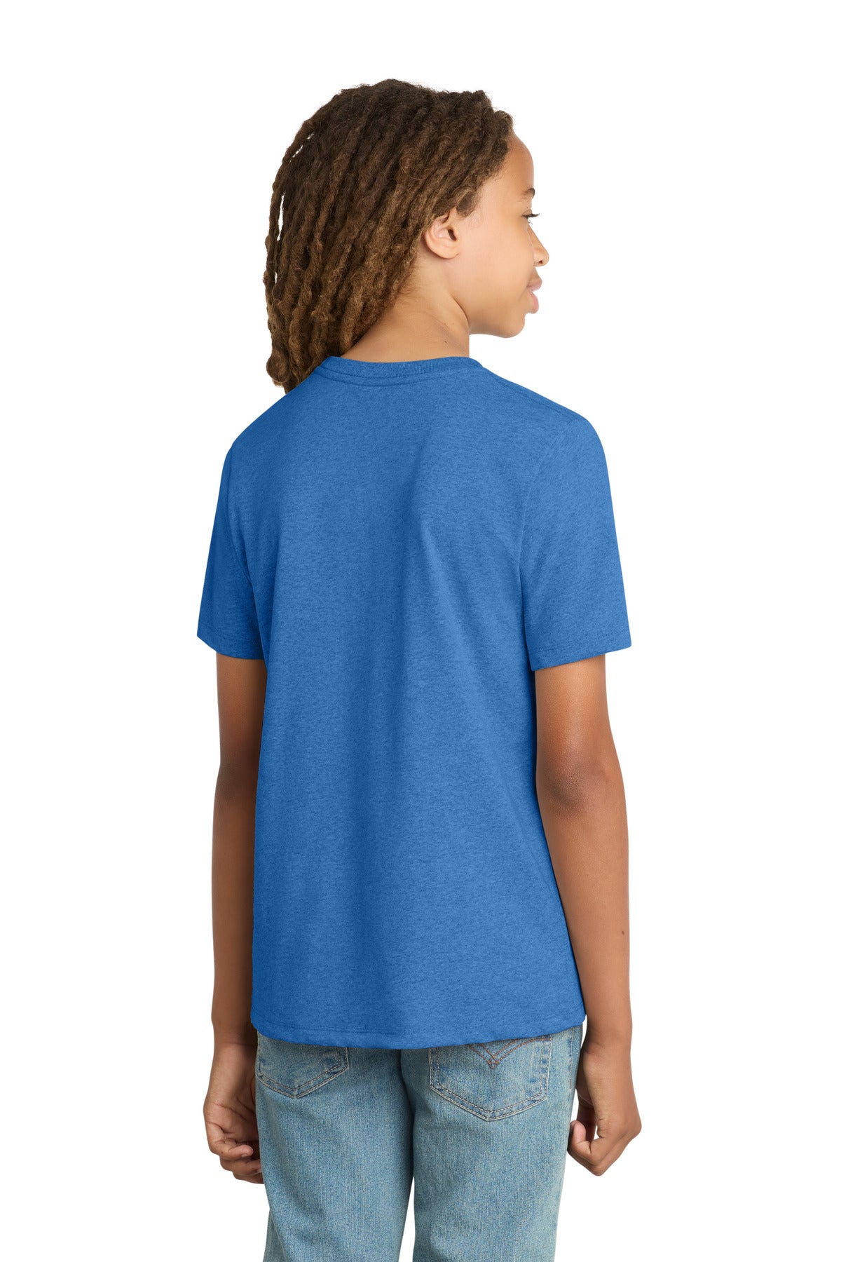 Rear View of BlueHthr District Youth Re-Tee DT8000Y plain