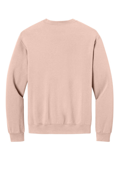 Rear View of BlushPink Jerzees Ultimate Unisex CVC Ring Spun Crewneck Sweatshirt IC48M plain