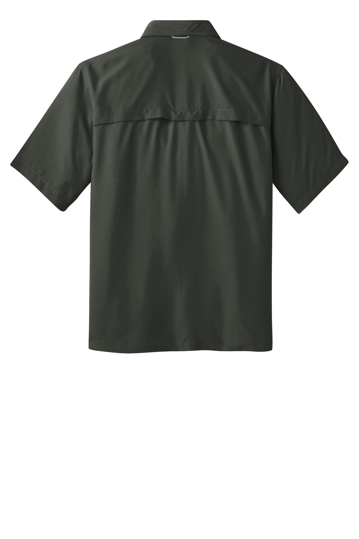 Rear View of Boulder Eddie Bauer Short Sleeve Performance Fishing Shirt EB602 plain