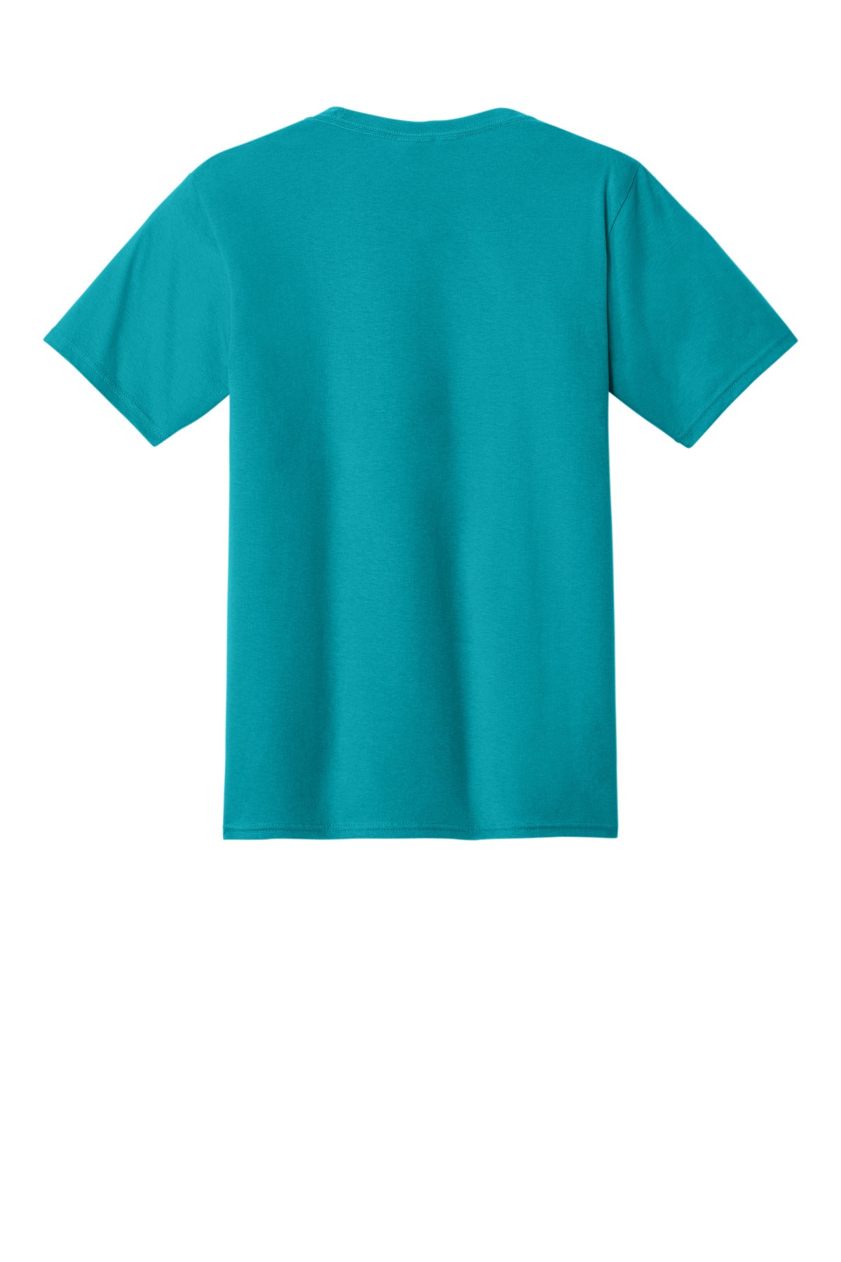 Rear View of Bright Aqua Port & Co Fan Favorite Tee. PC450 plain