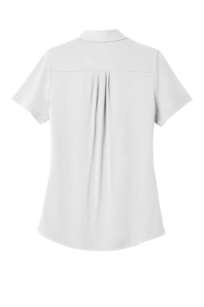 Rear View of Bright White OGIO Women's Limit Polo. LOG138 plain