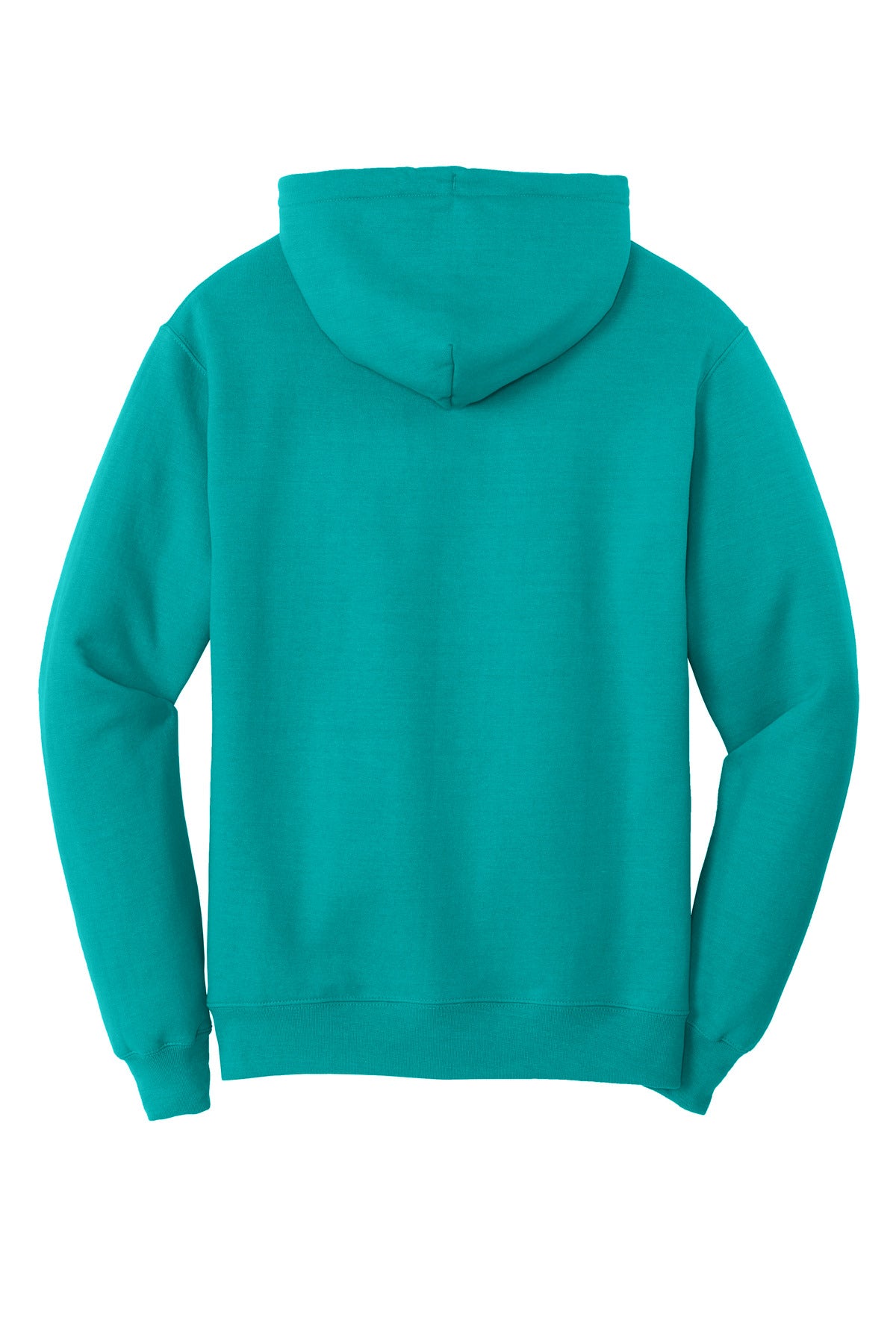 Rear View of BrightAqua Port & Co Core Fleece Pullover Hooded Sweatshirt. PC78H