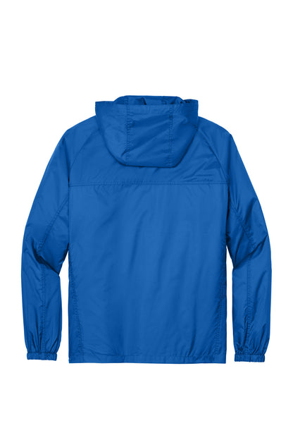 Rear View of Brilliant Blue Eddie Bauer - Packable Wind Jacket. EB500