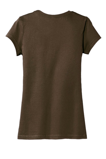 Rear View of Brown District Women's Fitted Very Important Tee . DT6001 plain