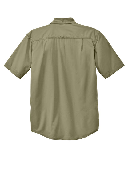 Rear View of BurntOlive Carhartt Force Solid Short Sleeve Shirt CT105292 plain
