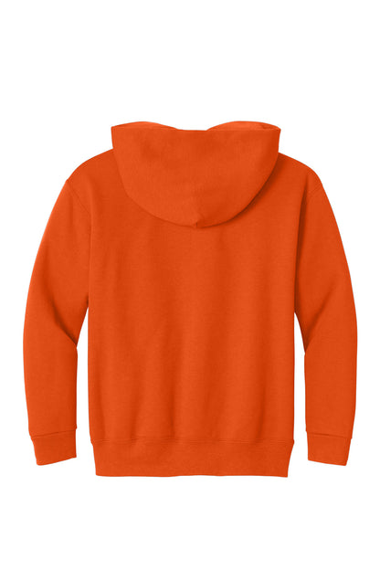 Rear View of BurntOrng Jerzees - Youth NuBlend Pullover Hooded Sweatshirt. 996Y plain