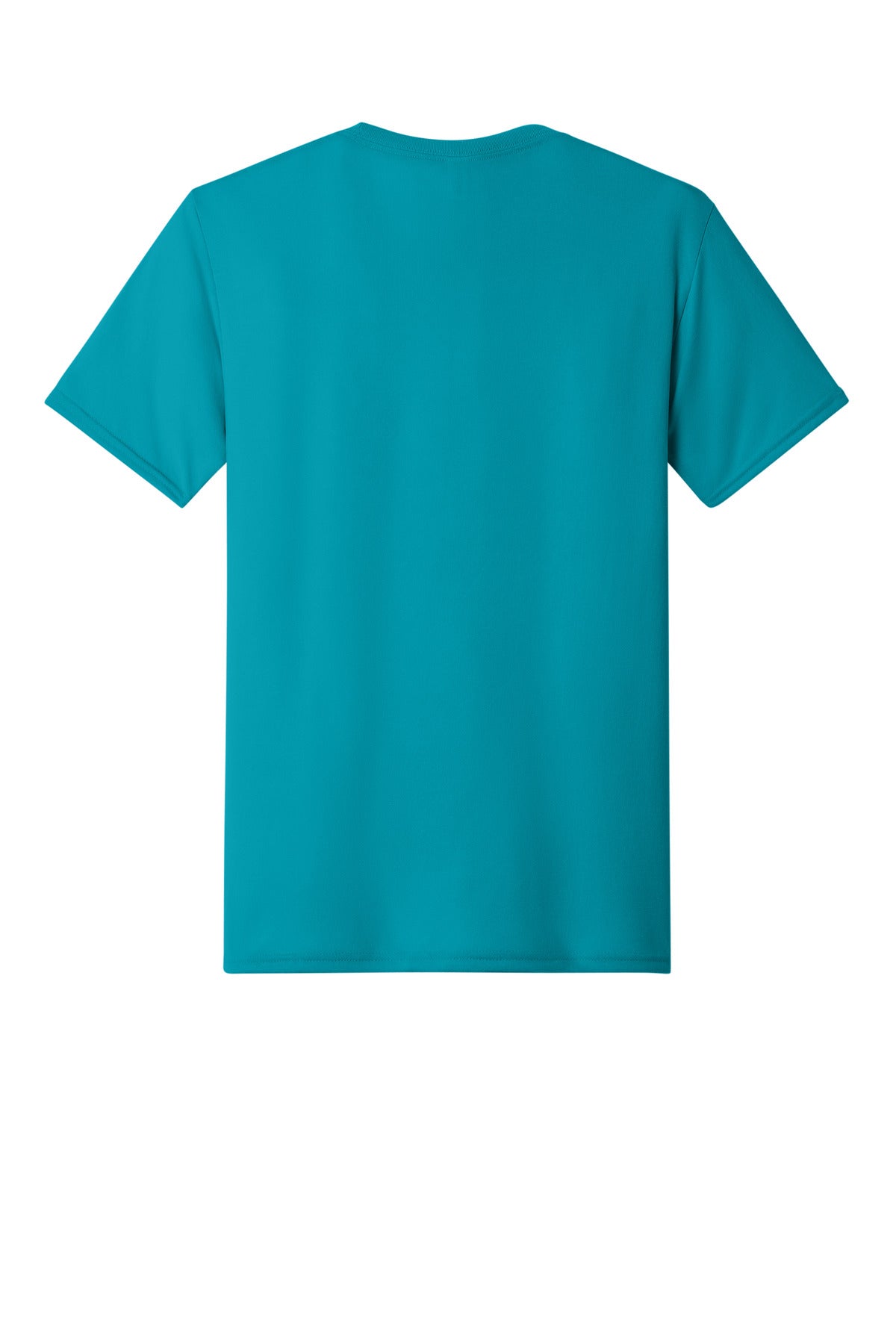 Rear View of CaliBlue Jerzees Dri-Power 100% Polyester T-Shirt. 21M plain