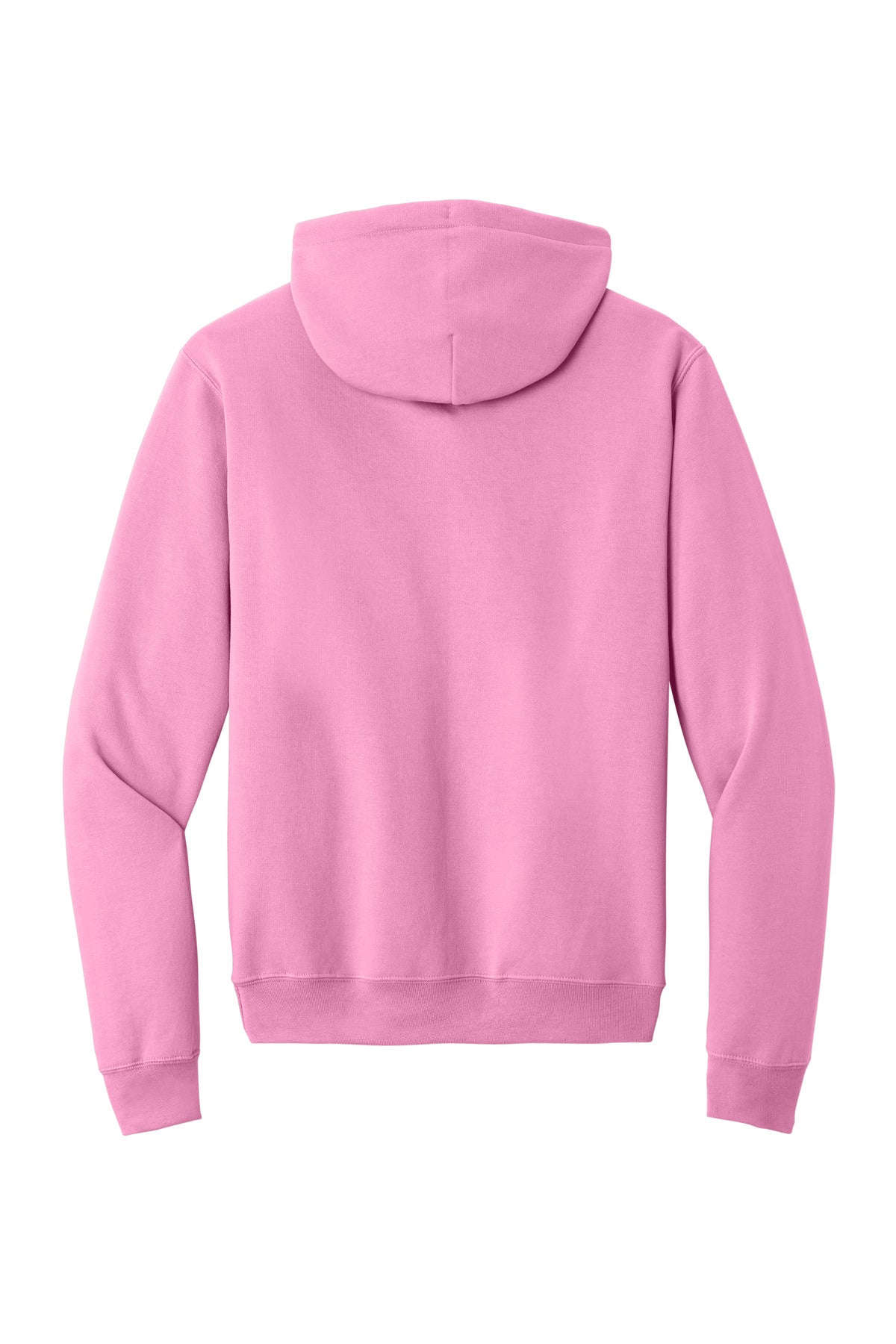 Rear View of Candy Pink Port & Co Core Fleece Pullover Hooded Sweatshirt. PC78H plain