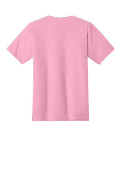Rear View of Candy Pink Port & Co Fan Favorite Tee. PC450 plain