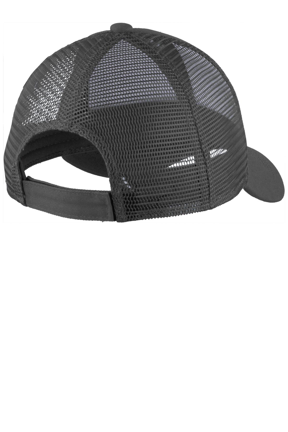 Rear View of Carbon Grey Port Authority Adjustable Mesh Back Cap. C911 plain