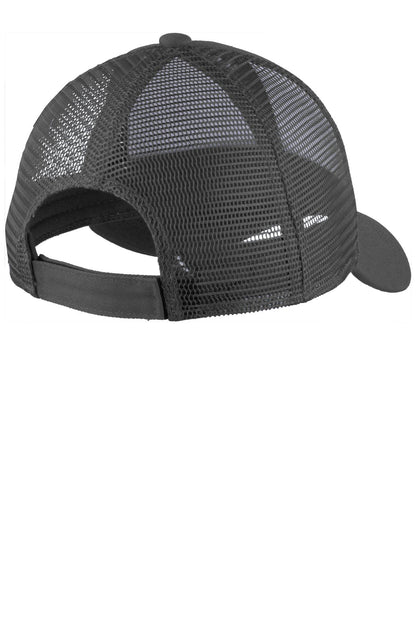 Rear View of Carbon Grey Port Authority Adjustable Mesh Back Cap. C911 plain