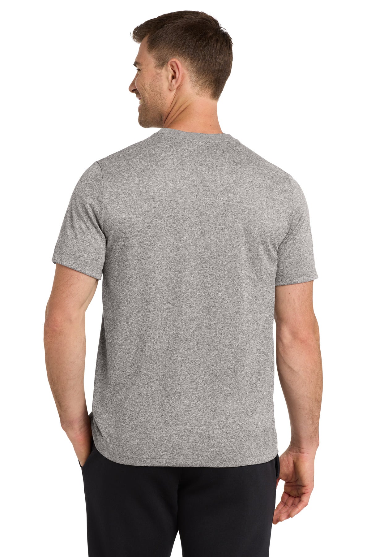 Rear View of CarbonHthr Nike Team rLegend Tee DV7299 plain