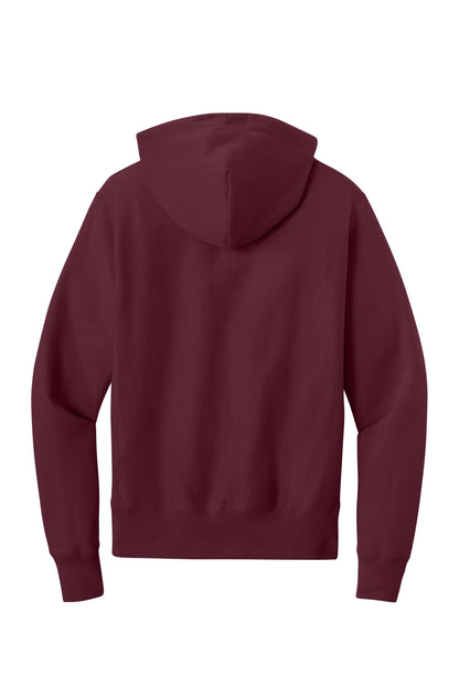 Rear View of Cardinal Champion Reverse Weave Hooded Sweatshirt S101 plain