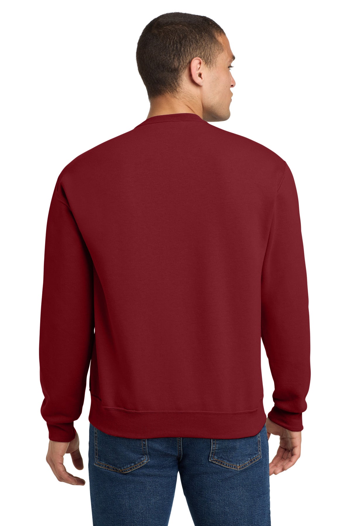 Rear View of Cardinal Jerzees - NuBlend Crewneck Sweatshirt. 562M plain