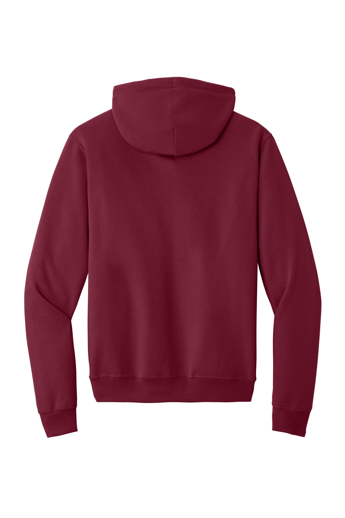 Rear View of Cardinal Port & Co Core Fleece Pullover Hooded Sweatshirt. PC78H plain