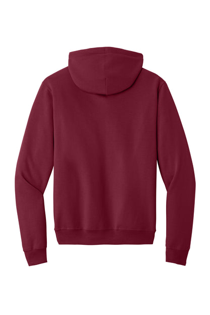 Rear View of Cardinal Port & Co Core Fleece Pullover Hooded Sweatshirt. PC78H plain