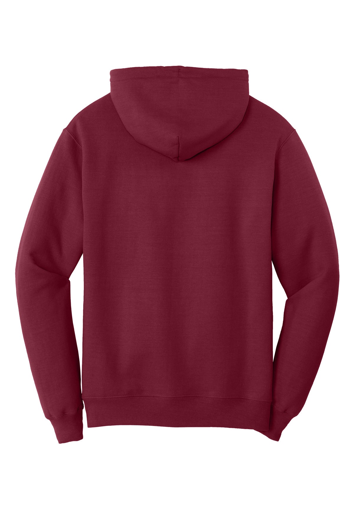 Rear View of Cardinal Port & Co Core Fleece Pullover Hooded Sweatshirt. PC78H
