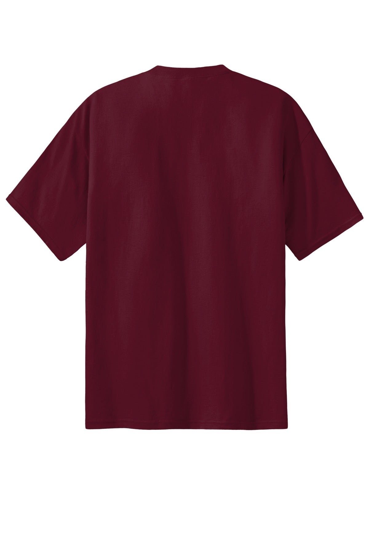 Rear View of Cardinal Port & Co Essential Tee. PC61 plain