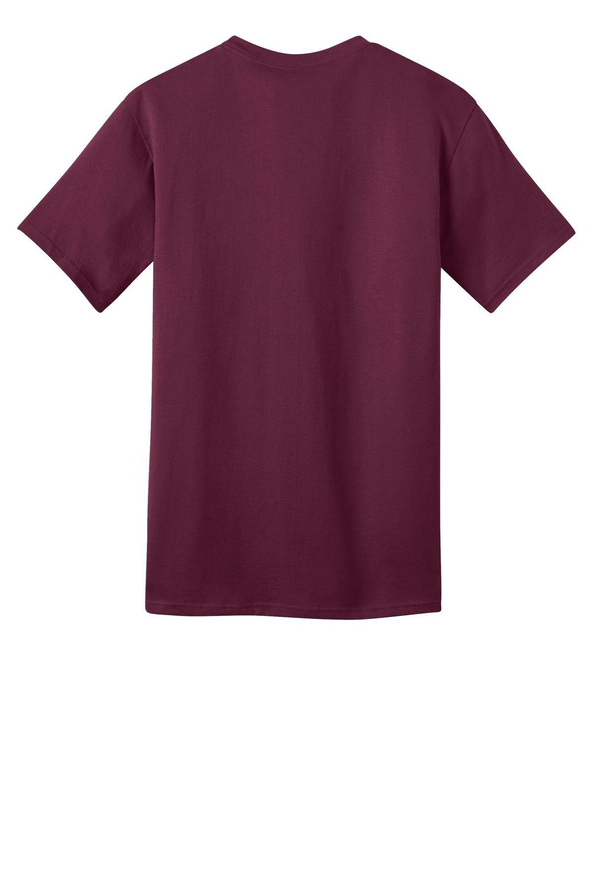 Rear View of Cardinal Port & Co Ring Spun Cotton Tee. PC150 plain