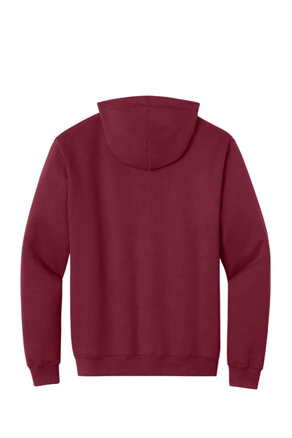 Rear View of Cardinal Port & Co Tall Essential Fleece Pullover Hooded Sweatshirt. PC90HT plain